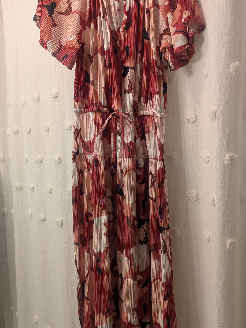 Sonoma Floral Pleated Maxi Dress in Rust, Pink & Cream